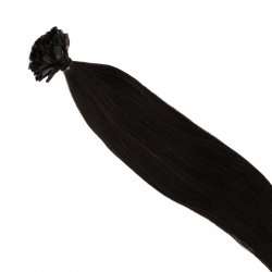 #1 Sort, 40cm, 50g, Keratin Extensions, Double drawn